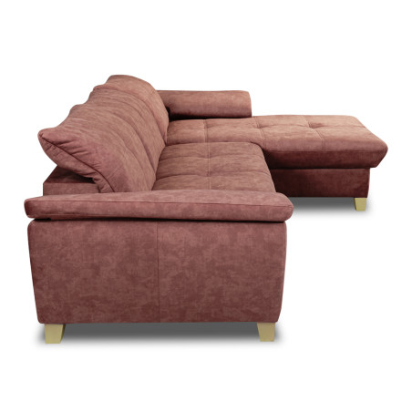 Coltar Extensibil Cu Insula Dreapta Sevilia Lux, 5 Locuri, Lada, Tetiere Reglabile, Roz Prafuit Inchis, 272 Cm-01