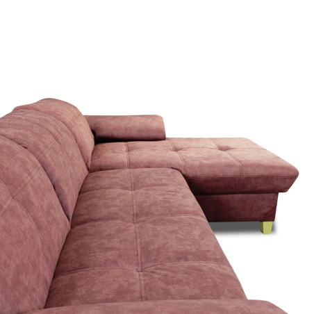 Coltar Extensibil Cu Insula Dreapta Sevilia Lux, 5 Locuri, Lada, Tetiere Reglabile, Roz Prafuit Inchis, 272 Cm-01