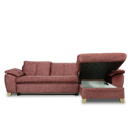 Coltar Extensibil Cu Insula Dreapta Sevilia Lux, 5 Locuri, Lada, Tetiere Reglabile, Roz Prafuit Inchis, 272 Cm-01