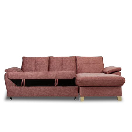 Coltar Extensibil Cu Insula Dreapta Sevilia Lux, 5 Locuri, Lada, Tetiere Reglabile, Roz Prafuit Inchis, 272 Cm-01
