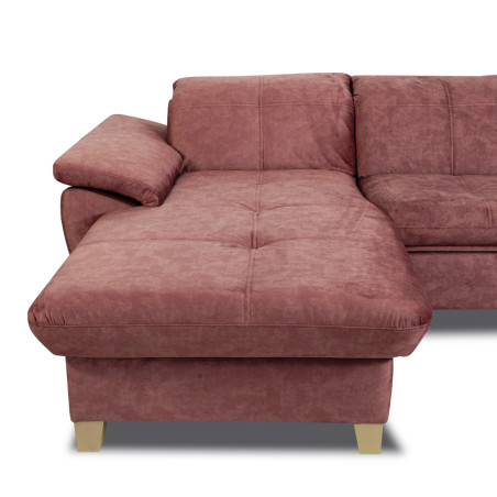 Coltar Extensibil Cu Insula Stanga Sevilia Lux, 5 Locuri, Lada, Tetiere Reglabile, Roz Prafuit Inchis, 272 Cm-01