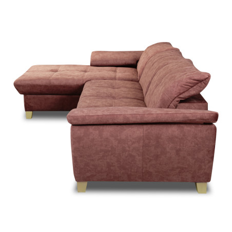 Coltar Extensibil Cu Insula Stanga Sevilia Lux, 5 Locuri, Lada, Tetiere Reglabile, Roz Prafuit Inchis, 272 Cm-01