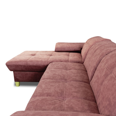Coltar Extensibil Cu Insula Stanga Sevilia Lux, 5 Locuri, Lada, Tetiere Reglabile, Roz Prafuit Inchis, 272 Cm-01