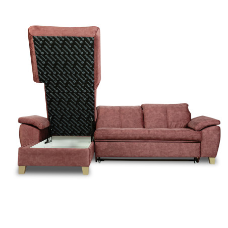 Coltar Extensibil Cu Insula Stanga Sevilia Lux, 5 Locuri, Lada, Tetiere Reglabile, Roz Prafuit Inchis, 272 Cm-01