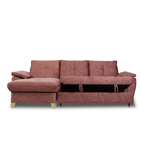Coltar Extensibil Cu Insula Stanga Sevilia Lux, 5 Locuri, Lada, Tetiere Reglabile, Roz Prafuit Inchis, 272 Cm-01