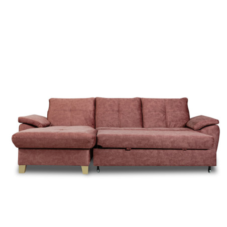 Coltar Extensibil Cu Insula Stanga Sevilia Lux, 5 Locuri, Lada, Tetiere Reglabile, Roz Prafuit Inchis, 272 Cm-01