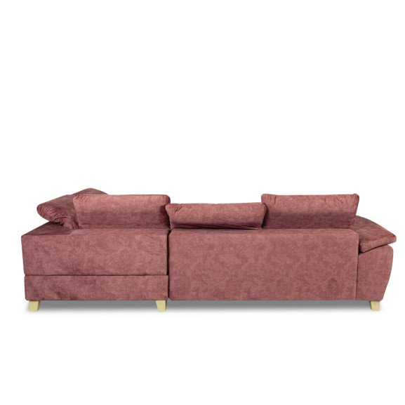 Coltar Extensibil Cu Otoman Mic Sevilia Lux, Dreapta, Lada, 5 Locuri, Roz Prafuit, 300 x 234 Cm