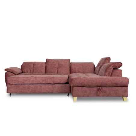 Coltar Extensibil Cu Otoman Mic Sevilia Lux, Dreapta, Lada, 5 Locuri, Roz Prafuit, 300 x 234 Cm-01