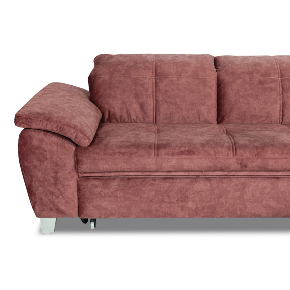Coltar Extensibil Cu Otoman Mic Sevilia Lux, Dreapta, Lada, 5 Locuri, Roz Prafuit, 300 x 234 Cm