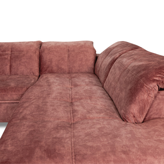 Coltar Extensibil Cu Otoman Mic Sevilia Lux, Dreapta, Lada, 5 Locuri, Roz Prafuit, 300 x 234 Cm