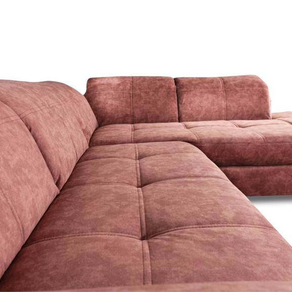 Coltar Extensibil Cu Otoman Mic Sevilia Lux, Dreapta, Lada, 5 Locuri, Roz Prafuit, 300 x 234 Cm
