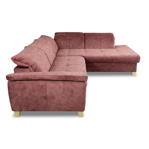 Coltar Extensibil Cu Otoman Mic Sevilia Lux, Dreapta, Lada, 5 Locuri, Roz Prafuit, 300 x 234 Cm