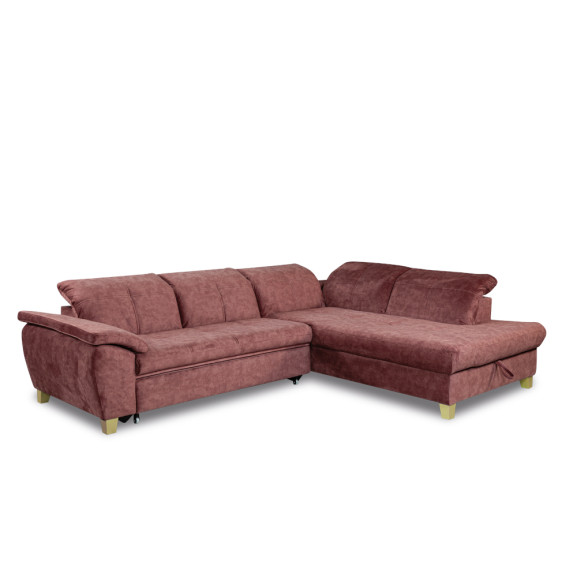 Coltar Extensibil Cu Otoman Mic Sevilia Lux, Dreapta, Lada, 5 Locuri, Roz Prafuit, 300 x 234 Cm
