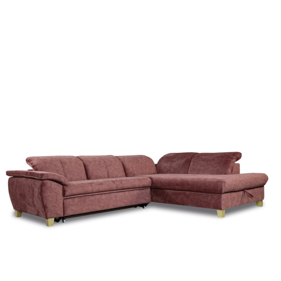 Coltar Extensibil Cu Otoman Mic Sevilia Lux, Dreapta, Lada, 5 Locuri, Roz Prafuit, 300 x 234 Cm