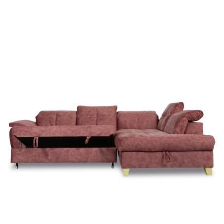 Coltar Extensibil Cu Otoman Mic Sevilia Lux, Dreapta, Lada, 5 Locuri, Roz Prafuit, 300 x 234 Cm-01