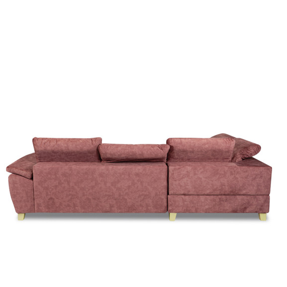 Coltar Extensibil Cu Otoman Mic Stanga Sevilia Lux, Lada, 5 Locuri, Tetiere Reglabile, Roz Prafuit Murdar, 280 Cm