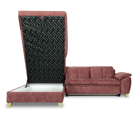 Coltar Extensibil Cu Otoman Mic Stanga Sevilia Lux, Lada, 5 Locuri, Tetiere Reglabile, Roz Prafuit Murdar, 280 Cm-01