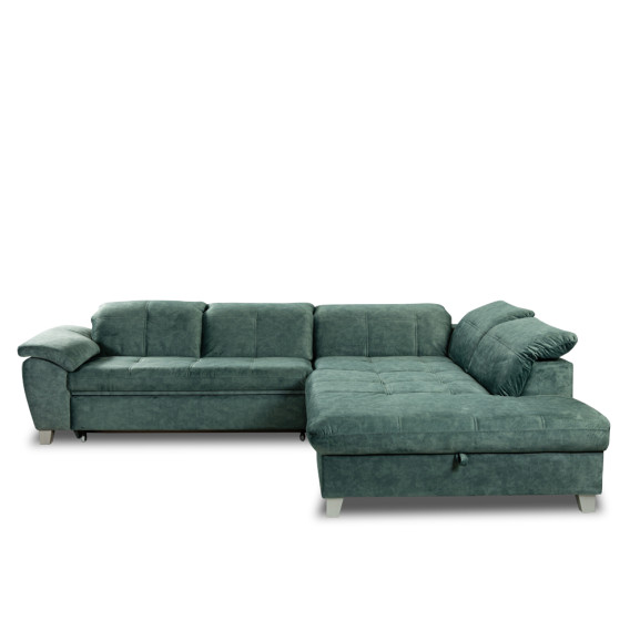 Coltar Extensibil Cu Otoman Mare Sevilia Lux, Cu Lada, Dreapta, 5 Locuri, Verde Petrol, 300 x 234 Cm