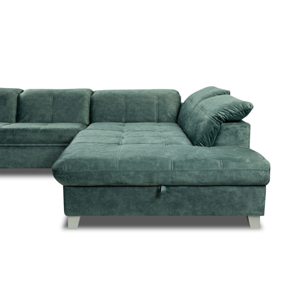 Coltar Extensibil Cu Otoman Mare Sevilia Lux, Cu Lada, Dreapta, 5 Locuri, Verde Petrol, 300 x 234 Cm