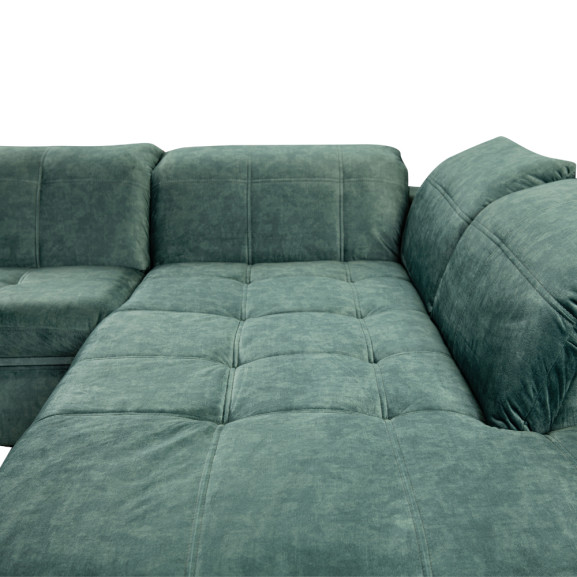 Coltar Extensibil Cu Otoman Mare Sevilia Lux, Cu Lada, Dreapta, 5 Locuri, Verde Petrol, 300 x 234 Cm