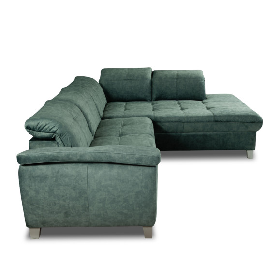 Coltar Extensibil Cu Otoman Mare Sevilia Lux, Cu Lada, Dreapta, 5 Locuri, Verde Petrol, 300 x 234 Cm