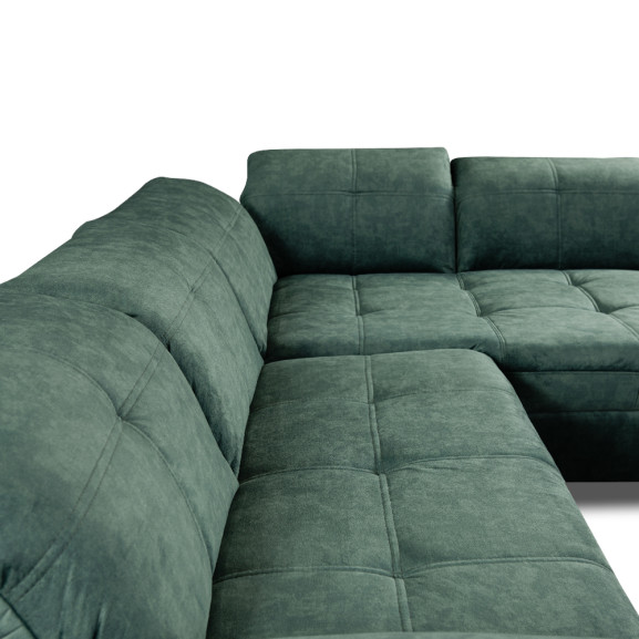 Coltar Extensibil Cu Otoman Mare Sevilia Lux, Cu Lada, Dreapta, 5 Locuri, Verde Petrol, 300 x 234 Cm