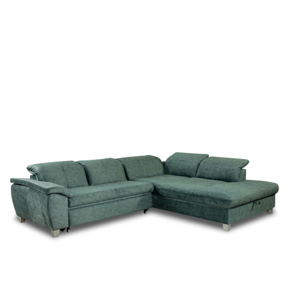 Coltar Extensibil Cu Otoman Mare Sevilia Lux, Cu Lada, Dreapta, 5 Locuri, Verde Petrol, 300 x 234 Cm
