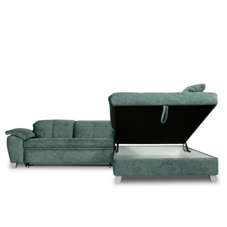 Coltar Extensibil Cu Otoman Mare Sevilia Lux, Cu Lada, Dreapta, 5 Locuri, Verde Petrol, 300 x 234 Cm-01