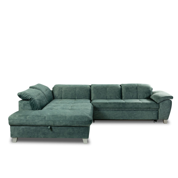 Coltar Cu Otoman Mare Sevilia Lux, Stanga, Cu Lada, 5 Locuri, Verde Petrol, 300 x 234 Cm