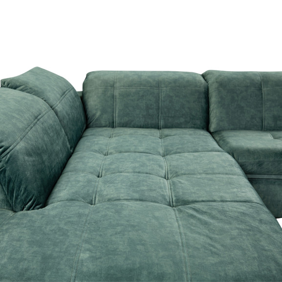 Coltar Cu Otoman Mare Sevilia Lux, Stanga, Cu Lada, 5 Locuri, Verde Petrol, 300 x 234 Cm
