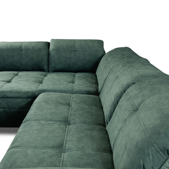 Coltar Cu Otoman Mare Sevilia Lux, Stanga, Cu Lada, 5 Locuri, Verde Petrol, 300 x 234 Cm