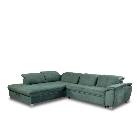 Coltar Cu Otoman Mare Sevilia Lux, Stanga, Cu Lada, 5 Locuri, Verde Petrol, 300 x 234 Cm