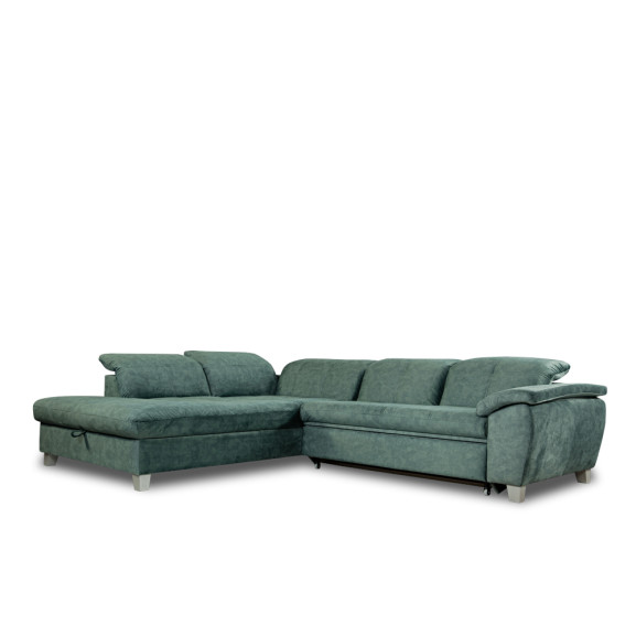 Coltar Cu Otoman Mare Sevilia Lux, Stanga, Cu Lada, 5 Locuri, Verde Petrol, 300 x 234 Cm