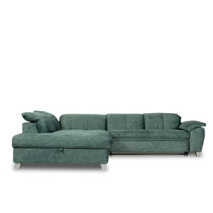 Coltar Cu Otoman Mare Sevilia Lux, Stanga, Cu Lada, 5 Locuri, Verde Petrol, 300 x 234 Cm