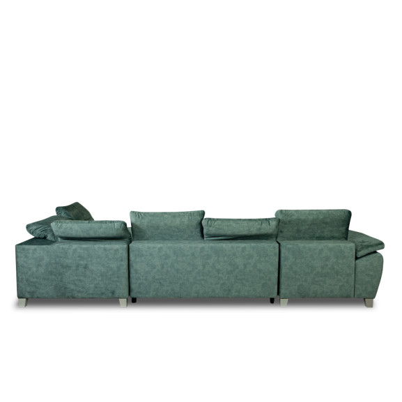 Coltar U Extensibil Cu Lada Sevilia Lux, Dreapta, 6 Locuri, Tetiere Reglabile, Verde Petrol, 355 Cm