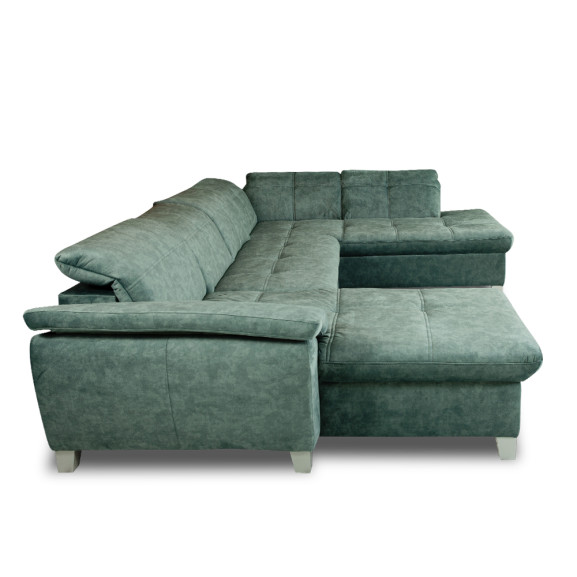 Coltar U Extensibil Cu Lada Sevilia Lux, Dreapta, 6 Locuri, Tetiere Reglabile, Verde Petrol, 355 Cm