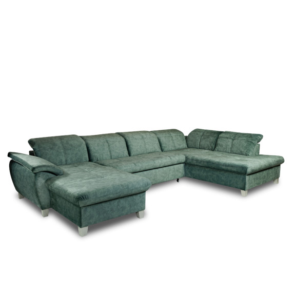 Coltar U Extensibil Cu Lada Sevilia Lux, Dreapta, 6 Locuri, Tetiere Reglabile, Verde Petrol, 355 Cm