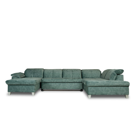 Coltar U Extensibil Cu Lada Sevilia Lux, Dreapta, 6 Locuri, Tetiere Reglabile, Verde Petrol, 355 Cm-01