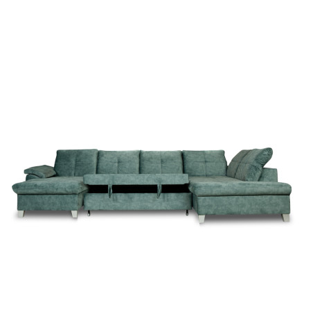 Coltar U Extensibil Cu Lada Sevilia Lux, Dreapta, 6 Locuri, Tetiere Reglabile, Verde Petrol, 355 Cm-01