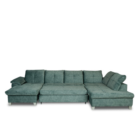Coltar U Extensibil Cu Lada Sevilia Lux, Dreapta, 6 Locuri, Tetiere Reglabile, Verde Petrol, 355 Cm-01