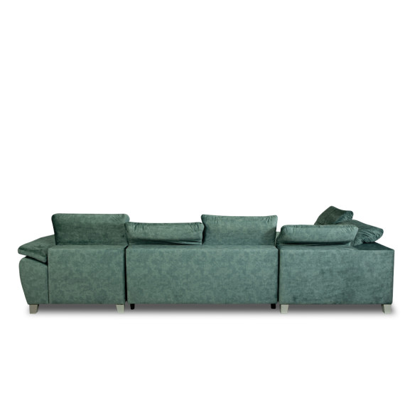 Coltar U Extensibil Sevilia Lux, Stanga, 6 Locuri, Tetiere Reglabile, Verde Petrol, 355 Cm