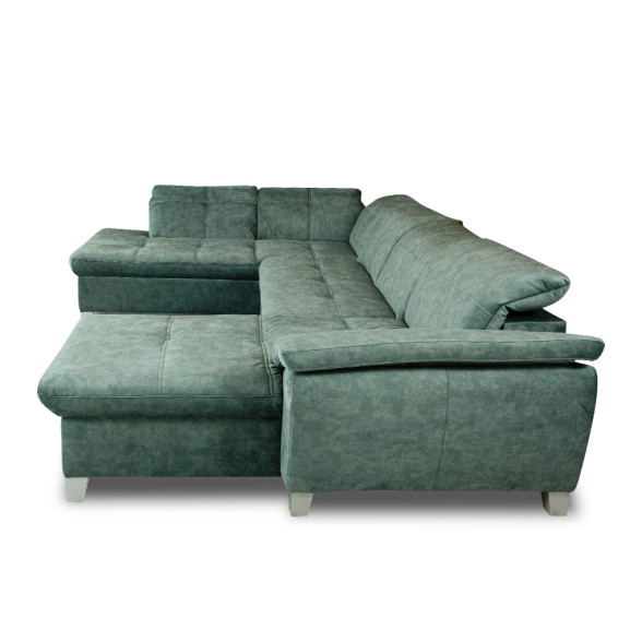 Coltar U Extensibil Sevilia Lux, Stanga, 6 Locuri, Tetiere Reglabile, Verde Petrol, 355 Cm