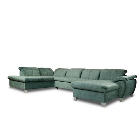 Coltar U Extensibil Sevilia Lux, Stanga, 6 Locuri, Tetiere Reglabile, Verde Petrol, 355 Cm-01