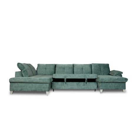 Coltar U Extensibil Sevilia Lux, Stanga, 6 Locuri, Tetiere Reglabile, Verde Petrol, 355 Cm-01