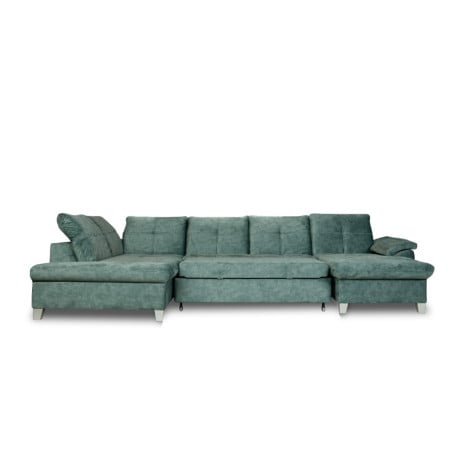Coltar U Extensibil Sevilia Lux, Stanga, 6 Locuri, Tetiere Reglabile, Verde Petrol, 355 Cm-01