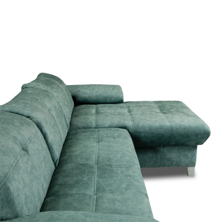 Coltar Extensibil Cu Insula Dreapta Sevilia Lux, 5 Locuri, Lada, Tetiere Reglabile, Verde Petrol, 272 Cm-01