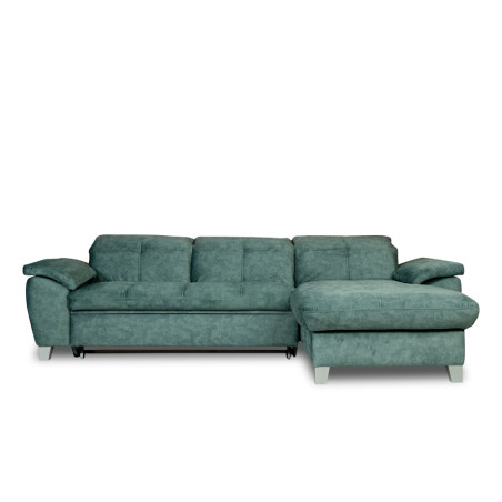 Coltar Extensibil Cu Insula Dreapta Sevilia Lux, 5 Locuri, Lada, Tetiere Reglabile, Verde Petrol, 272 Cm-01