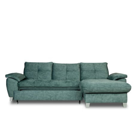 Coltar Extensibil Cu Insula Dreapta Sevilia Lux, 5 Locuri, Lada, Tetiere Reglabile, Verde Petrol, 272 Cm-01