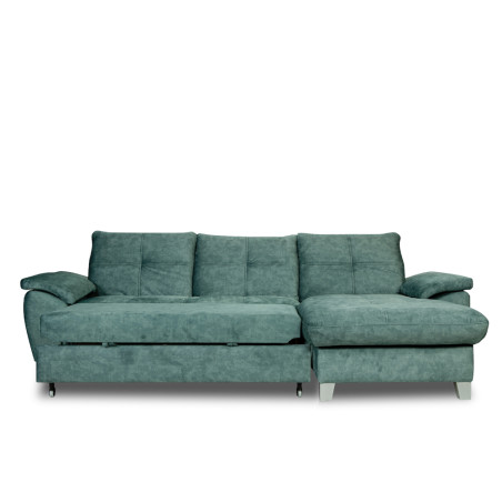 Coltar Extensibil Cu Insula Dreapta Sevilia Lux, 5 Locuri, Lada, Tetiere Reglabile, Verde Petrol, 272 Cm-01