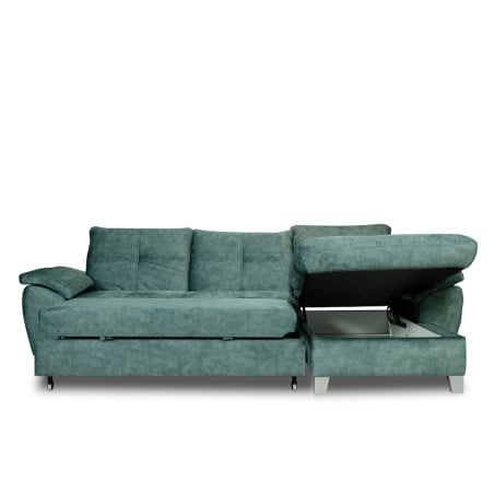 Coltar Extensibil Cu Insula Dreapta Sevilia Lux, 5 Locuri, Lada, Tetiere Reglabile, Verde Petrol, 272 Cm-01